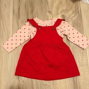 Heart Valentines Carters Baby Jumper Overalls Shirt Long Sleeve Size 9 months